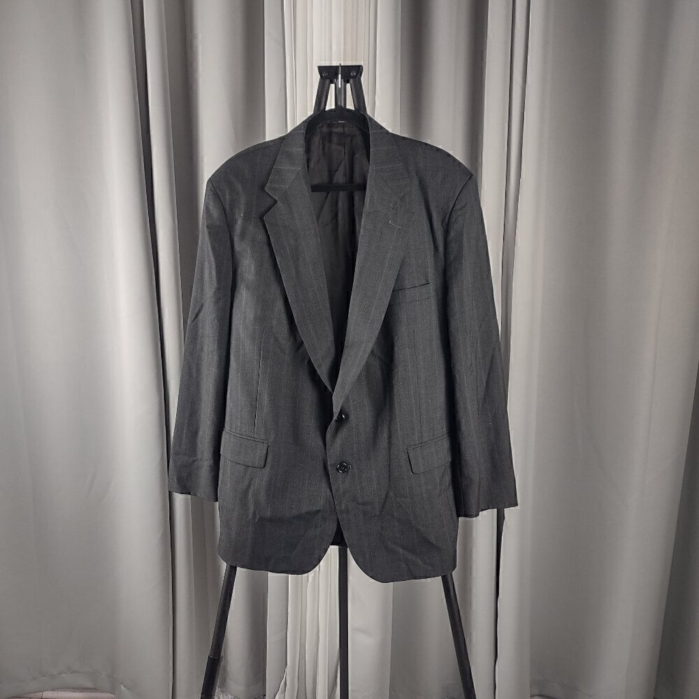 Towncraft Wool Blend Dark Gray Pinstripe Two Button Suit Jacket Blazer Size 48R
